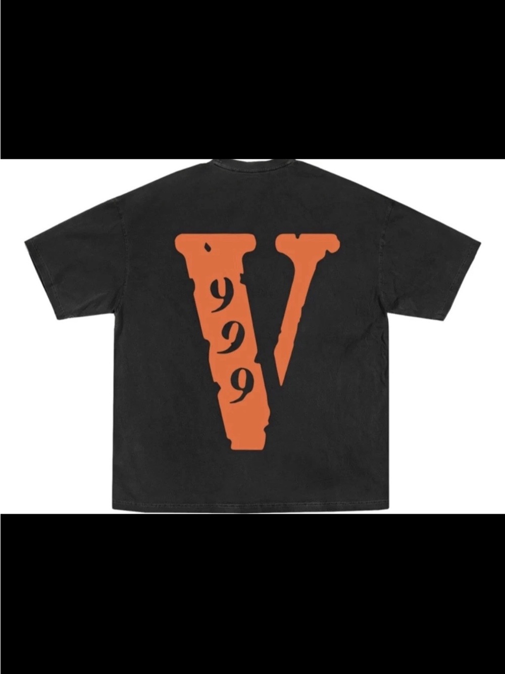 VLONE Black Short Sleeve Tee with Orange 'V 1999' Back Graphic